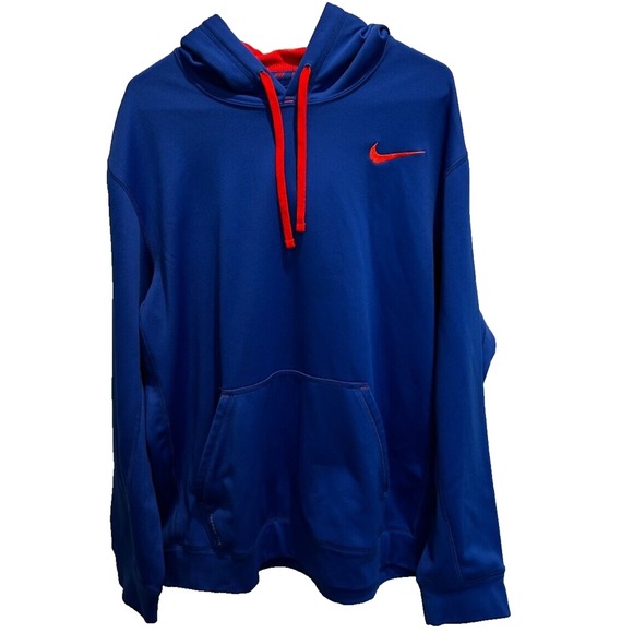 Nike Men's Therma‎ Fit Pullover Hoodie XL Bright Blue Kangaroo Pocket Fleece - Picture 1 of 4